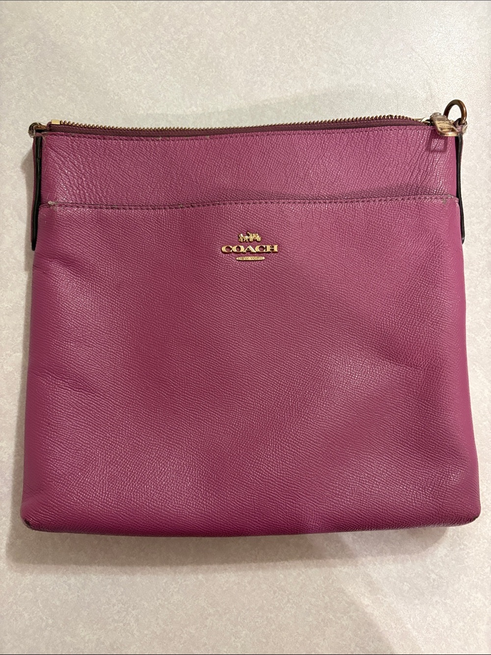 Coach Plum-Pink Leather Crossbody Bag with Gold Hardware